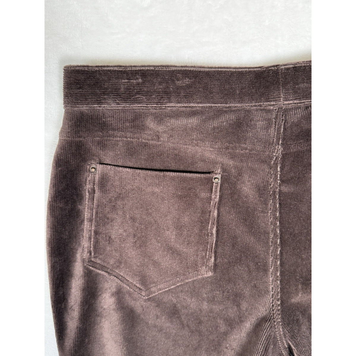 June & Daisy Brown Velour Corduroy Pull On Pants Womens M Stretch Velvet Casual