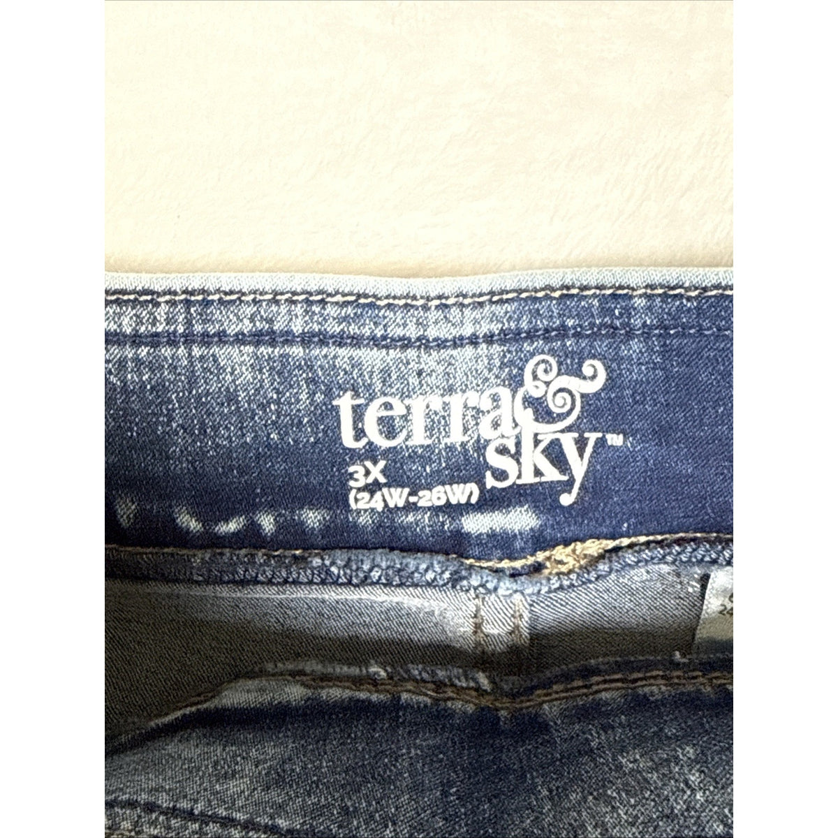 Terra & Sky Womens Jeggings Blue Acid Wash Pull On High Rise Size 3X (24W-26W)