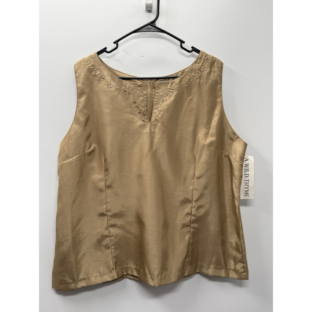 A Wild Thyme Women’s 22 Gold Beaded Sleeveless Blouse NWT Dressy Evening Top