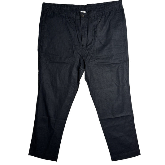 28 Palms Men’s Linen Blend Pants XXL 30 Black Elastic Waist Straight Casual
