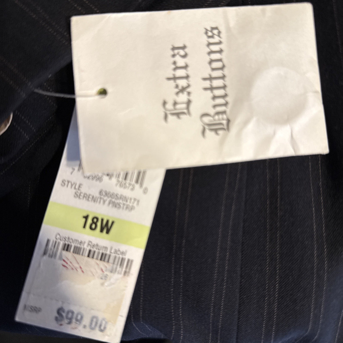 Style & Co Woman 18W NWT Black Pinstripe Stretch Blazer Career Office Jacket