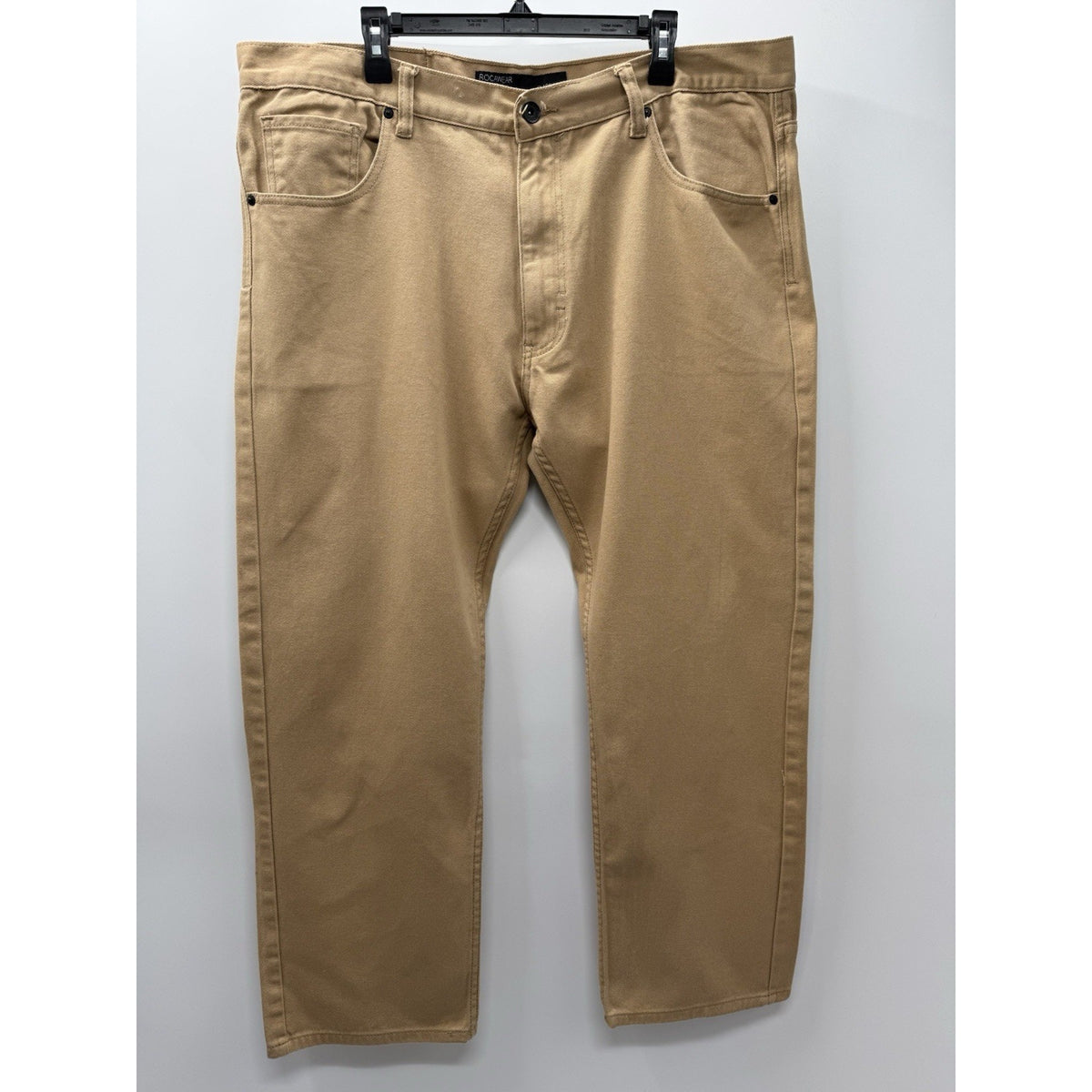 Rocawear Mens 44x32 Tan Jeans 100% Cotton Straight Leg Y2K Hip Hop Casual Pants