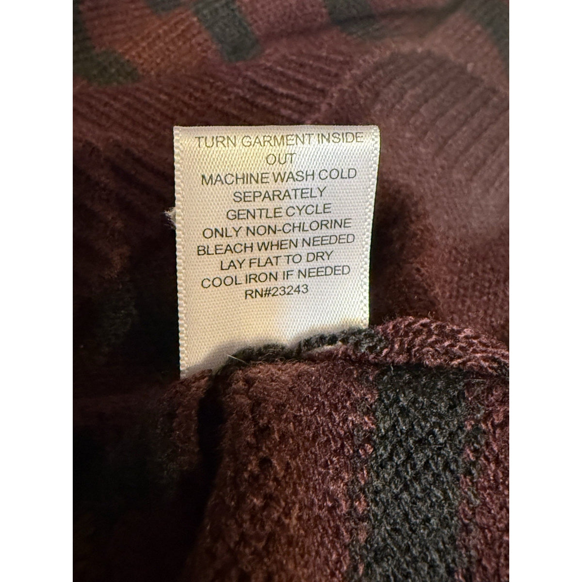 New York & Company Burgundy Striped Sweater Dress L Mock Neck Button Shoulder