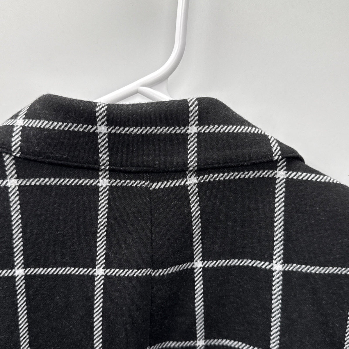 Anne Klein Boyfriend Windowpane Open Front Blazer Women’s Size Small 3/4 Sleeve