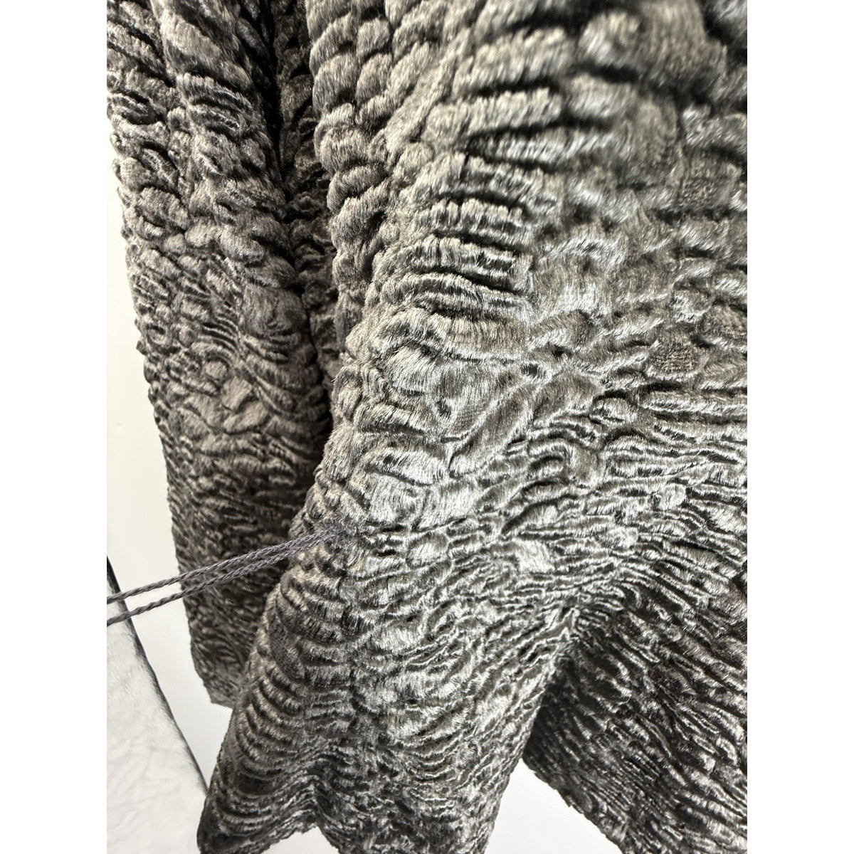Charter Club (Flawed) Petite Faux Fur Textured Jacket Gray 8P Cropped Glam Chic