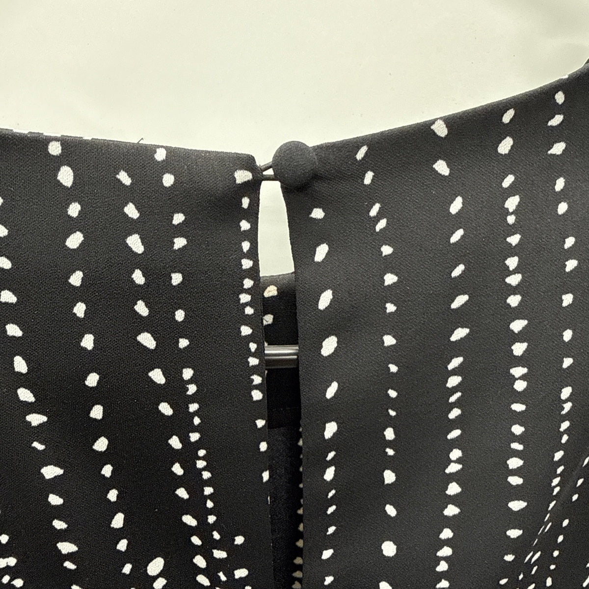 H&M Size 6 Black White Dot Print Shift Dress Long Sleeve Button Cuff