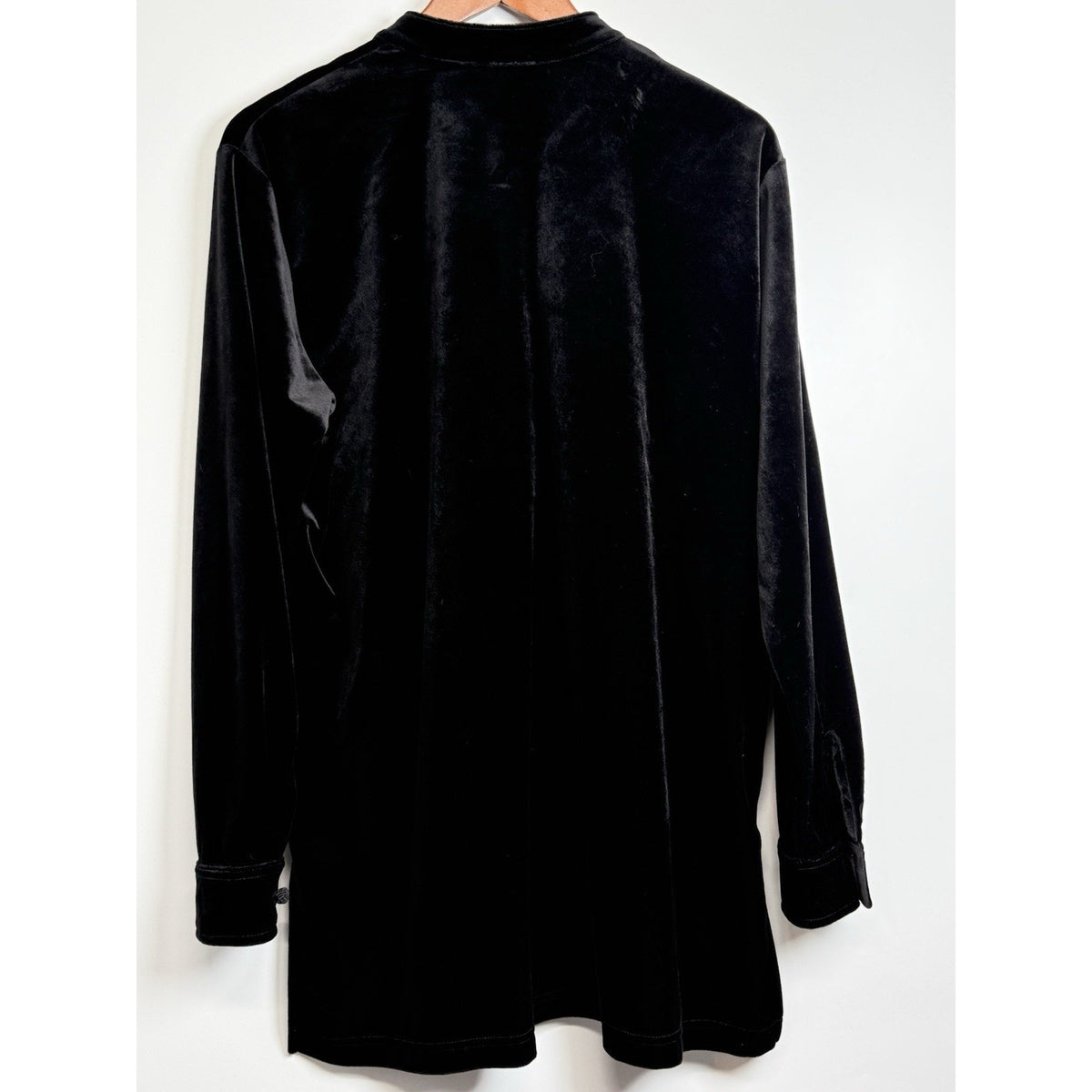 Vintage Honors Button Shirt Women's Black Suede Velour Y2K Collared Large