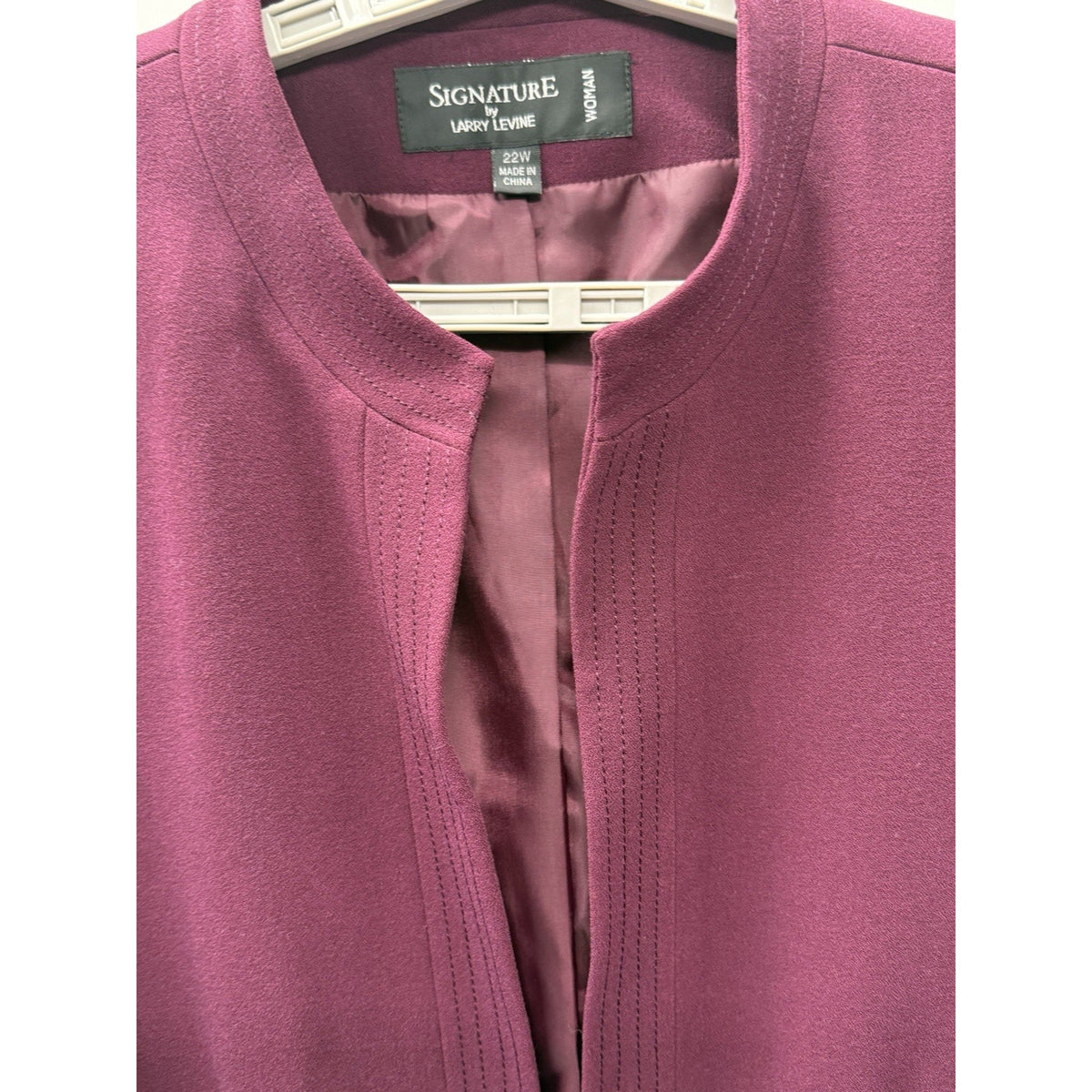 Signature By Larry Levine 22W Merlot Open Front Blazer Jacket NWT Plus Size