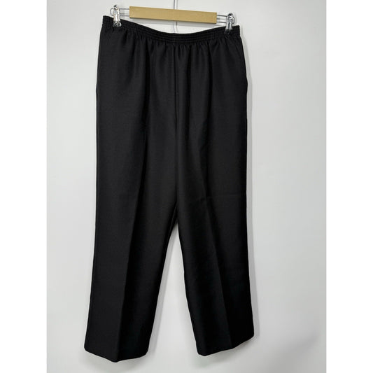 Alfred Dunner 14P Black Pull-On Pants Petite Polyester Straight Leg Pockets