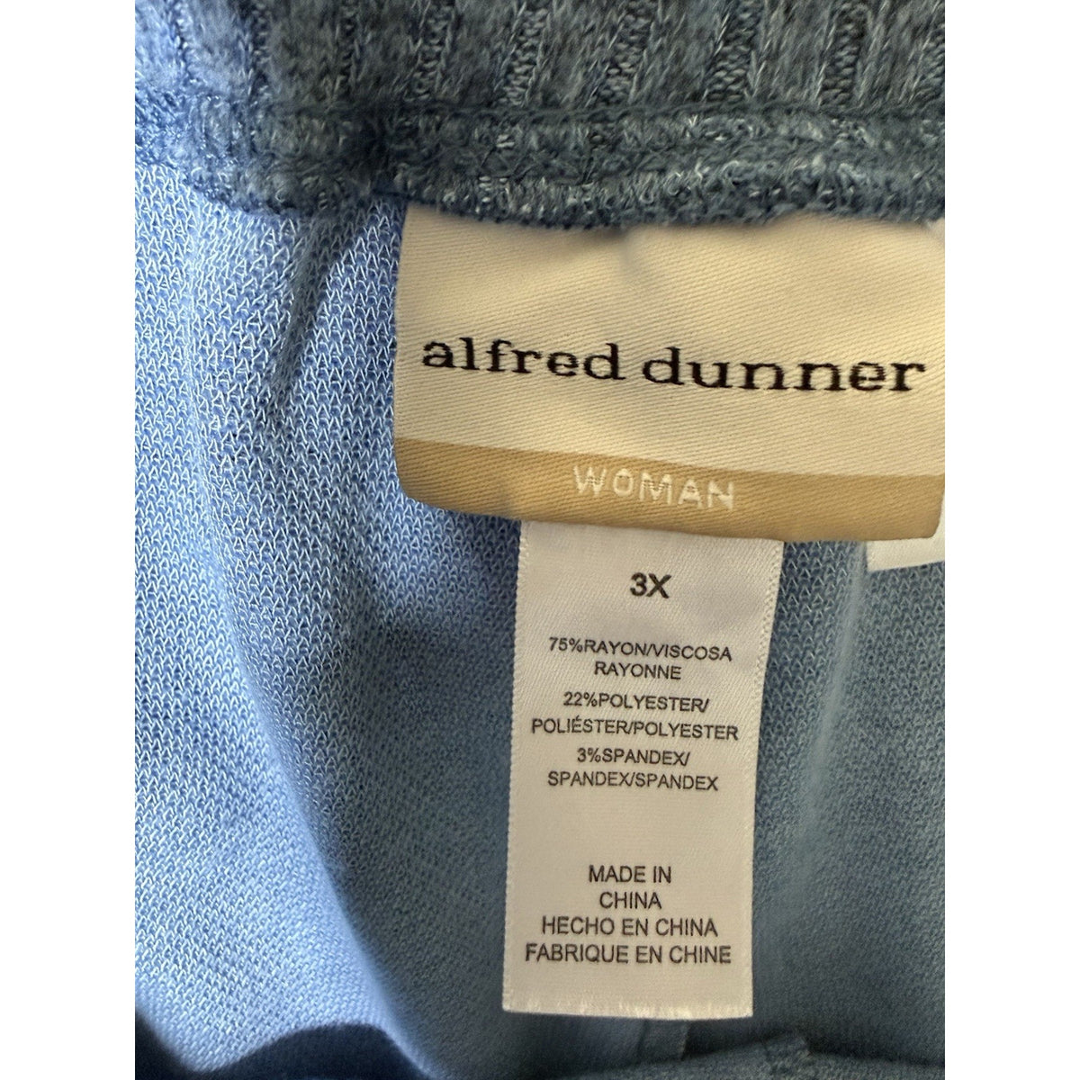 Alfred Dunner Woman Pants 3X Short NWT Classic Fit Comfort Waist Blue Stretch