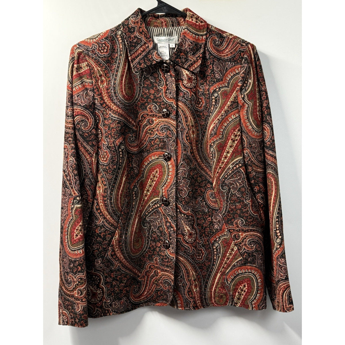 COLDWATER CREEK BLAZER BROWN PAISLEY CORDUROY BLAZER S RODEO WESTERN COUNTRY FAL