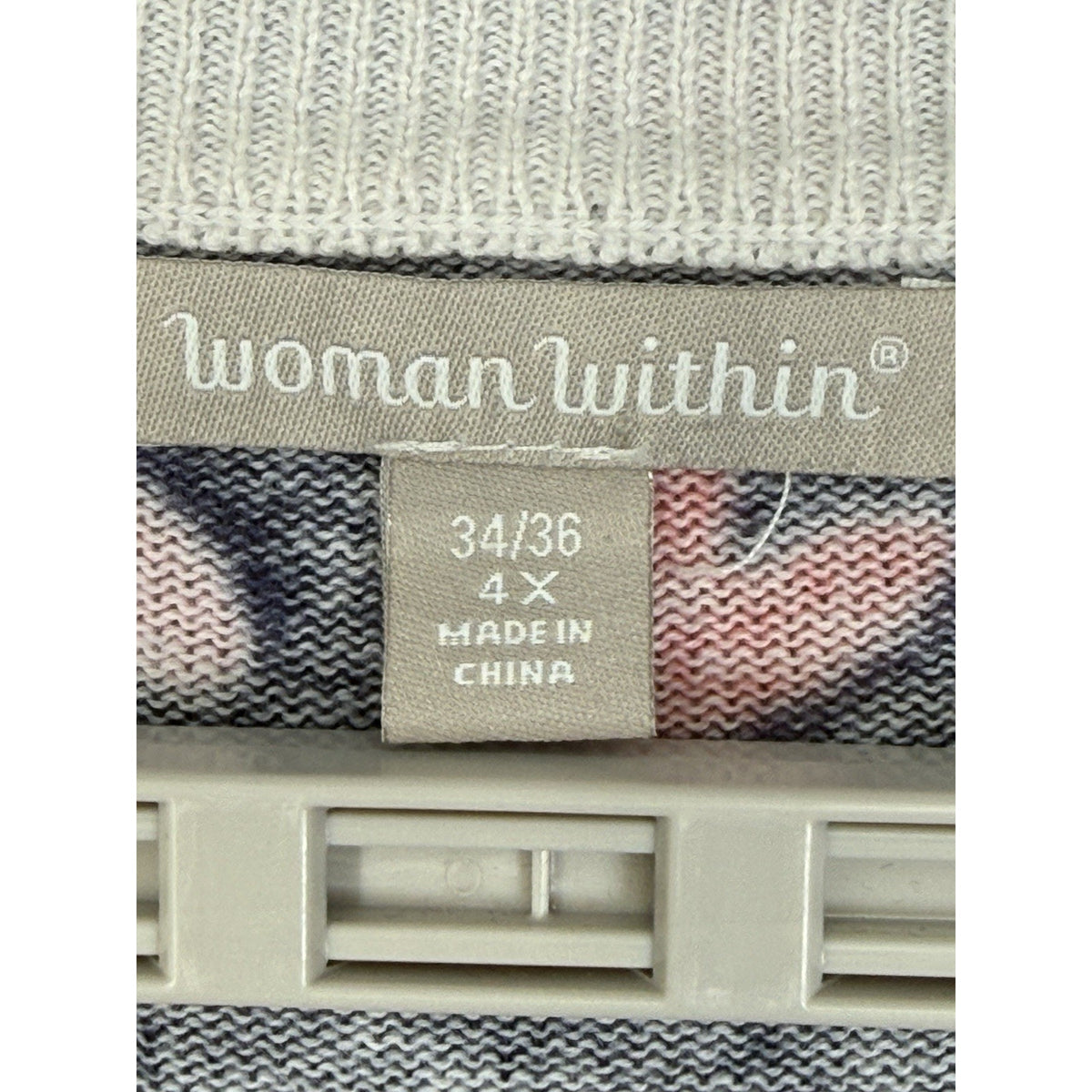 Woman Within Women’s Short Slv 4X Navy/Hearts Cotton Cardigan Sweater