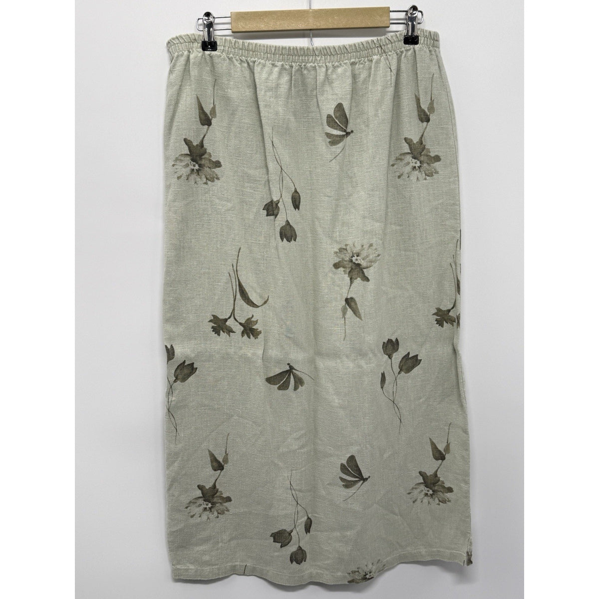 Sweet Jessie 100% Linen 2 Piece Set L Floral Skirt Jacket Boho lagenlook