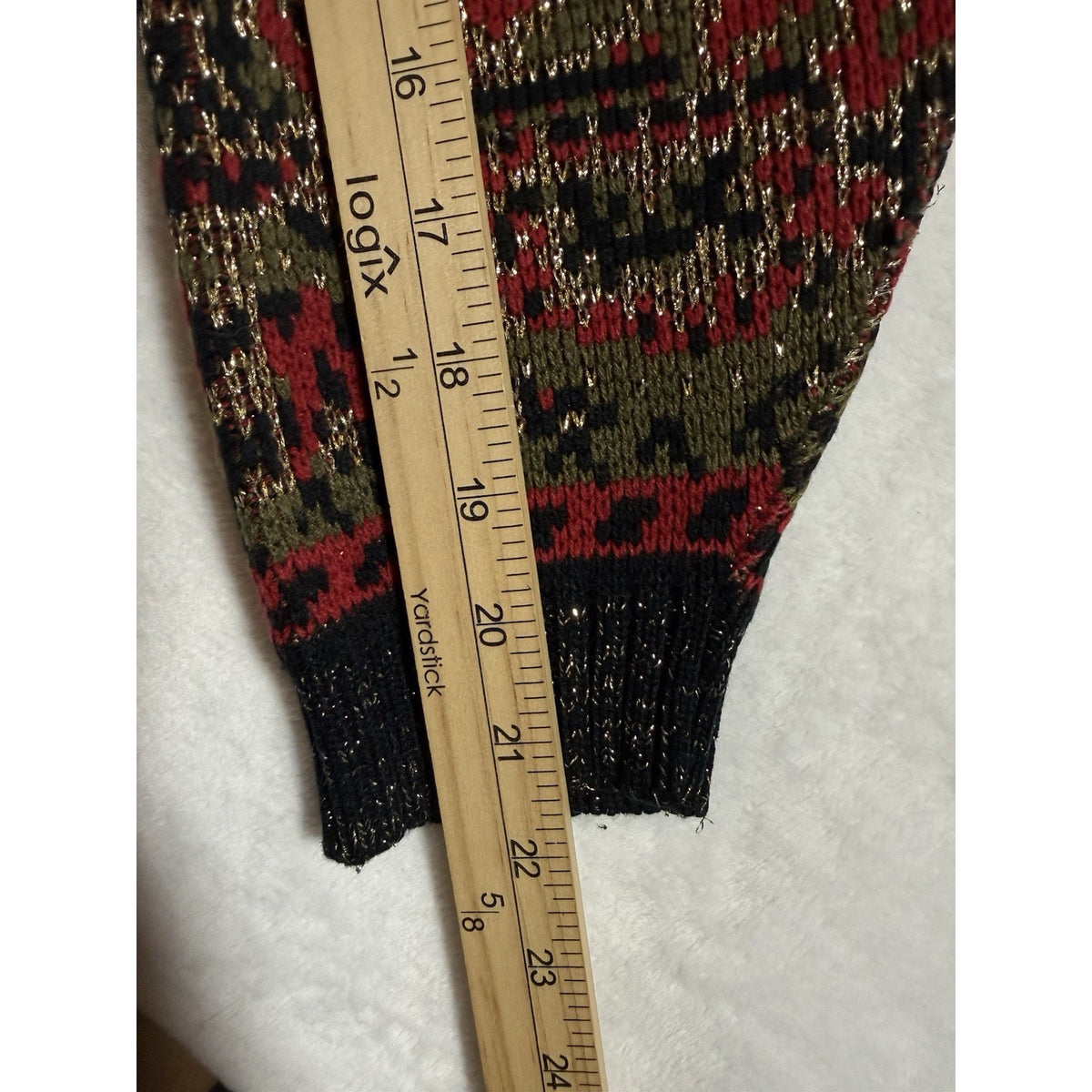 CST Studio Cardigan Sweater Sz 44 Metallic Lurex Black Red Gold Paisley Long