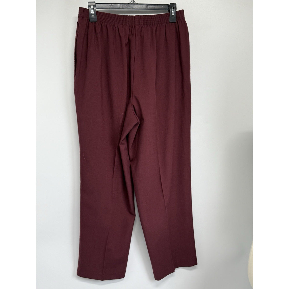 BONWORTH Women's Wine Pull-on Dress Pants SZ L Petite Elastic Waist Pockets