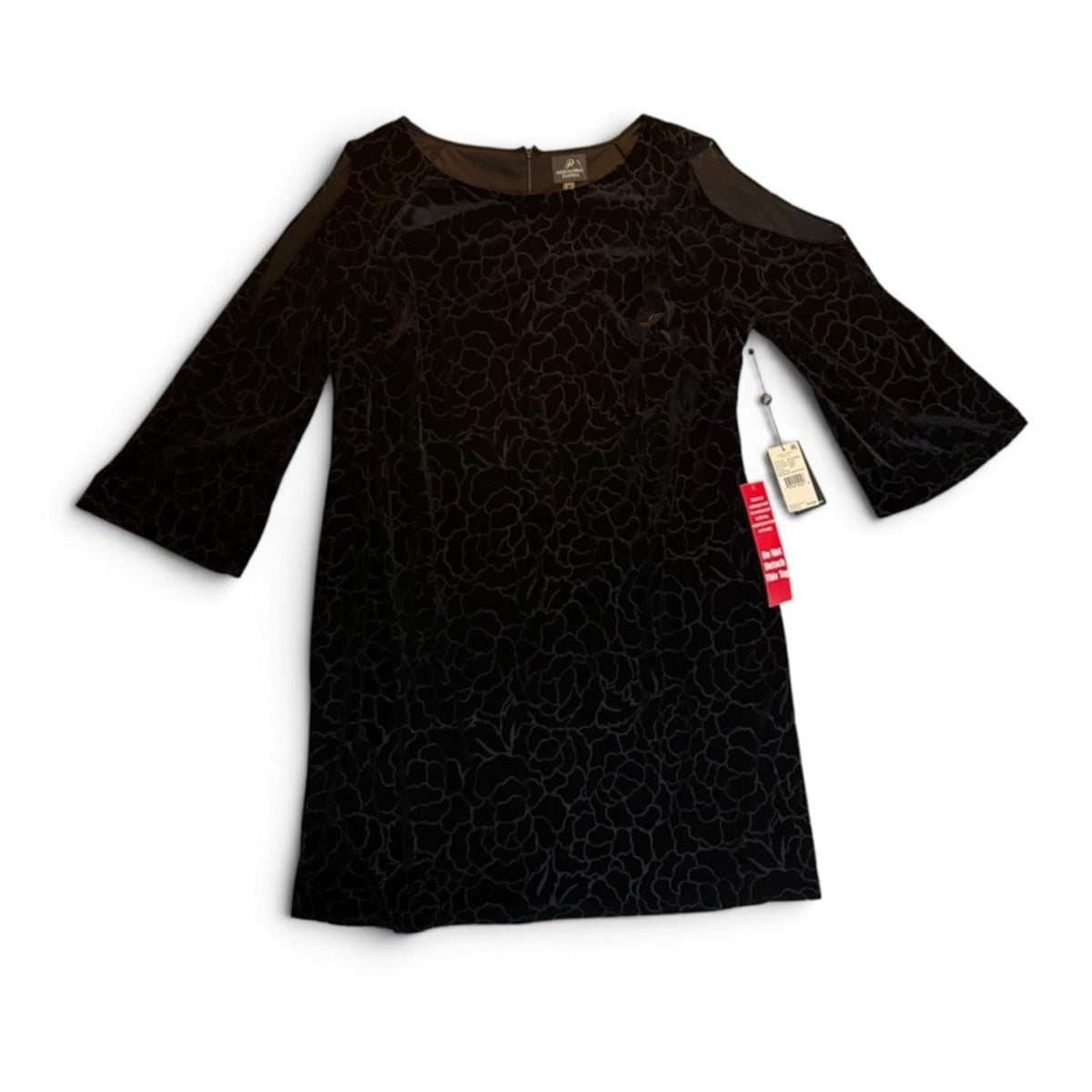 Adrianna Papell 18W NWT Dress Black Velvet Burnout Cold Shoulder Shift Lined⁠