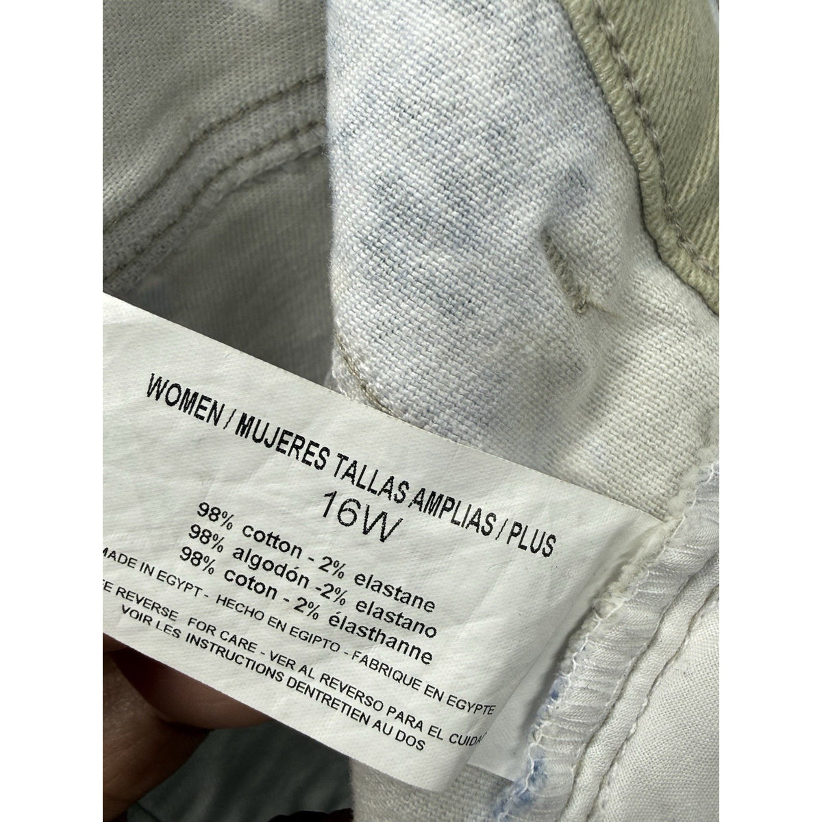 Gloria Vanderbilt Amanda Capri Pants Womens 16W Beige Blue Floral Stretch Crop