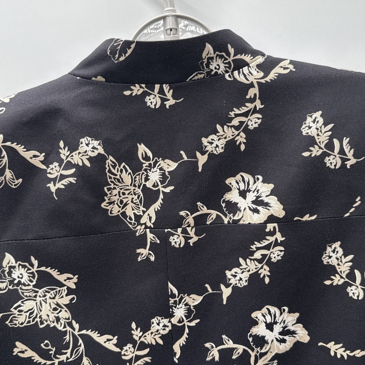 Charter Club Woman 18W 100% Silk Floral Blazer Jacket Black Career Office Plus
