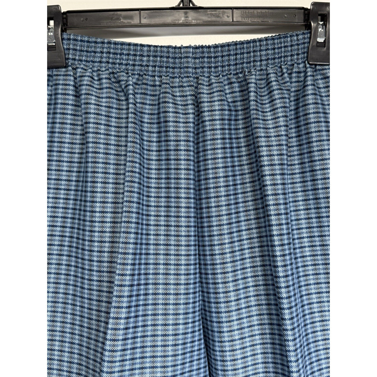 Haband Womens 16P Blue Plaid Pull On Pants Elastic Waist Straight Leg 27.5”