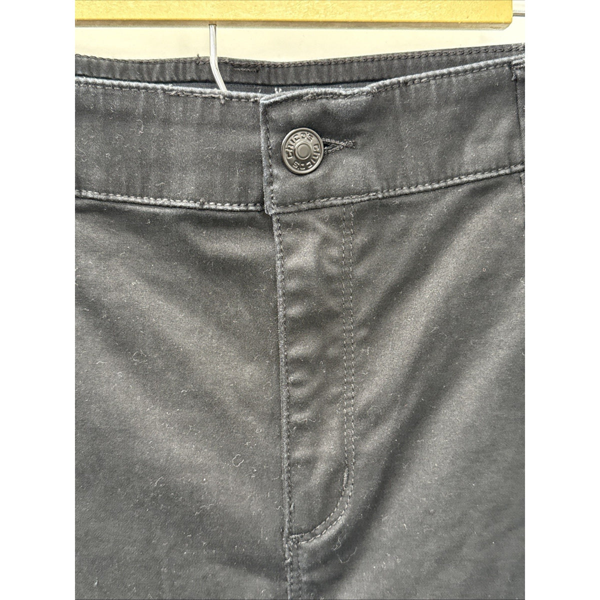 Chico's Black Stretch Jegging Pants Sz 2.5 US 14 Button Zip Closure Pockets