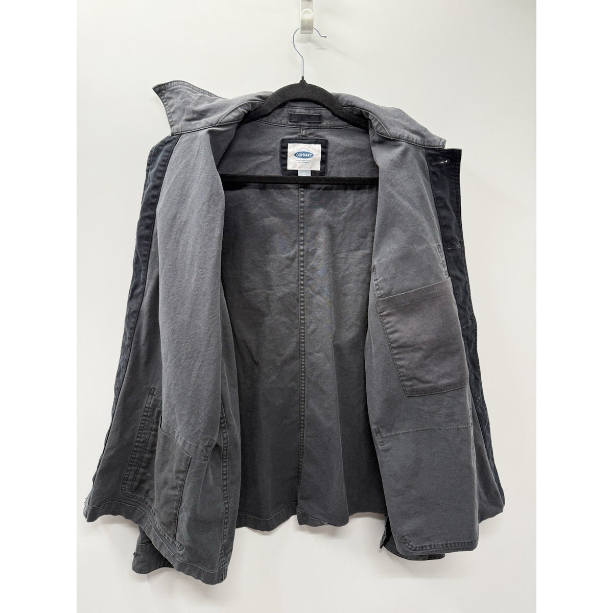 Old Navy Utility Jacket Womens XL Gray Cotton Chore Workwear Shacket 4 Pocket