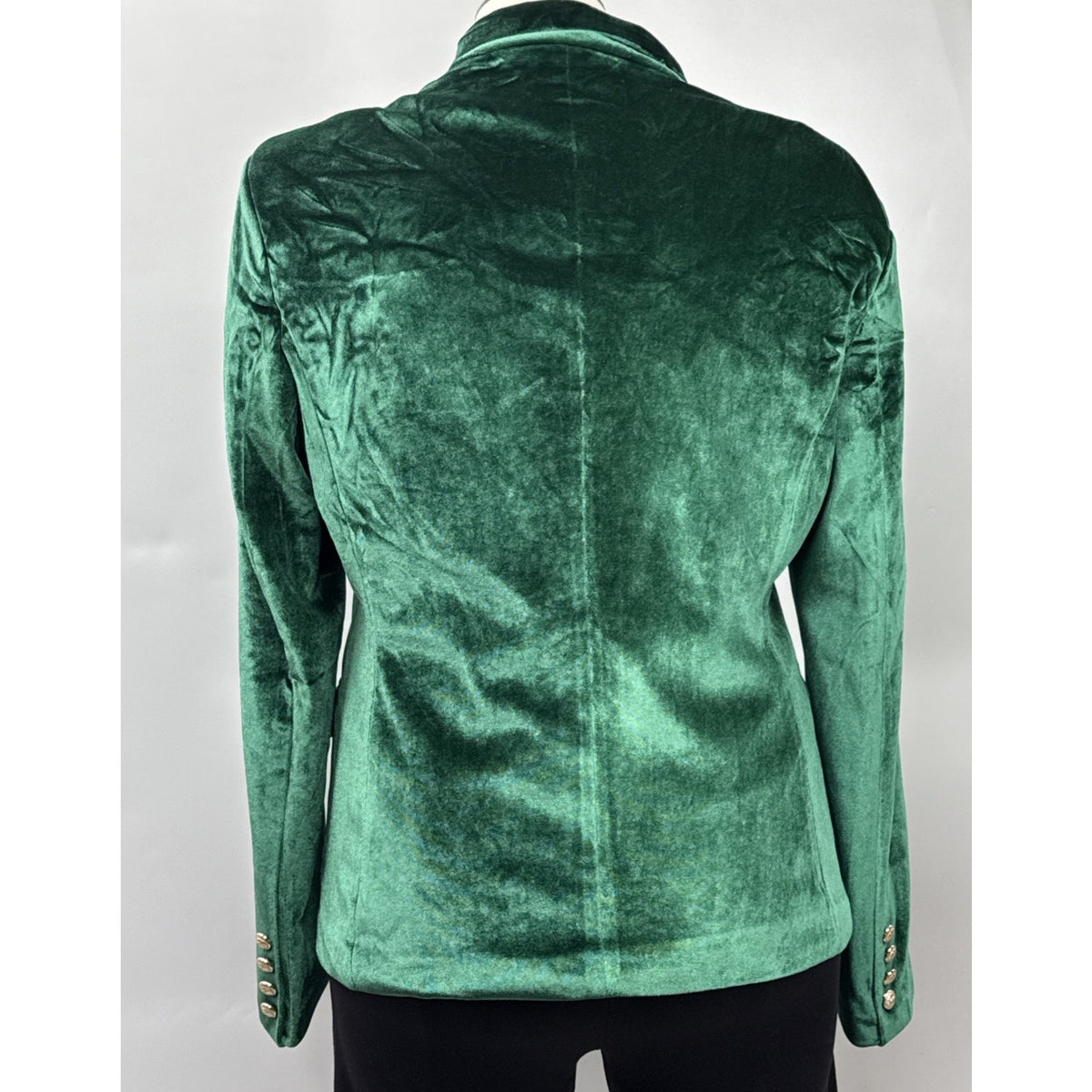 Green Velvet Blazer Womens XL 18 Single Button Gold Buttons Jacket Holiday