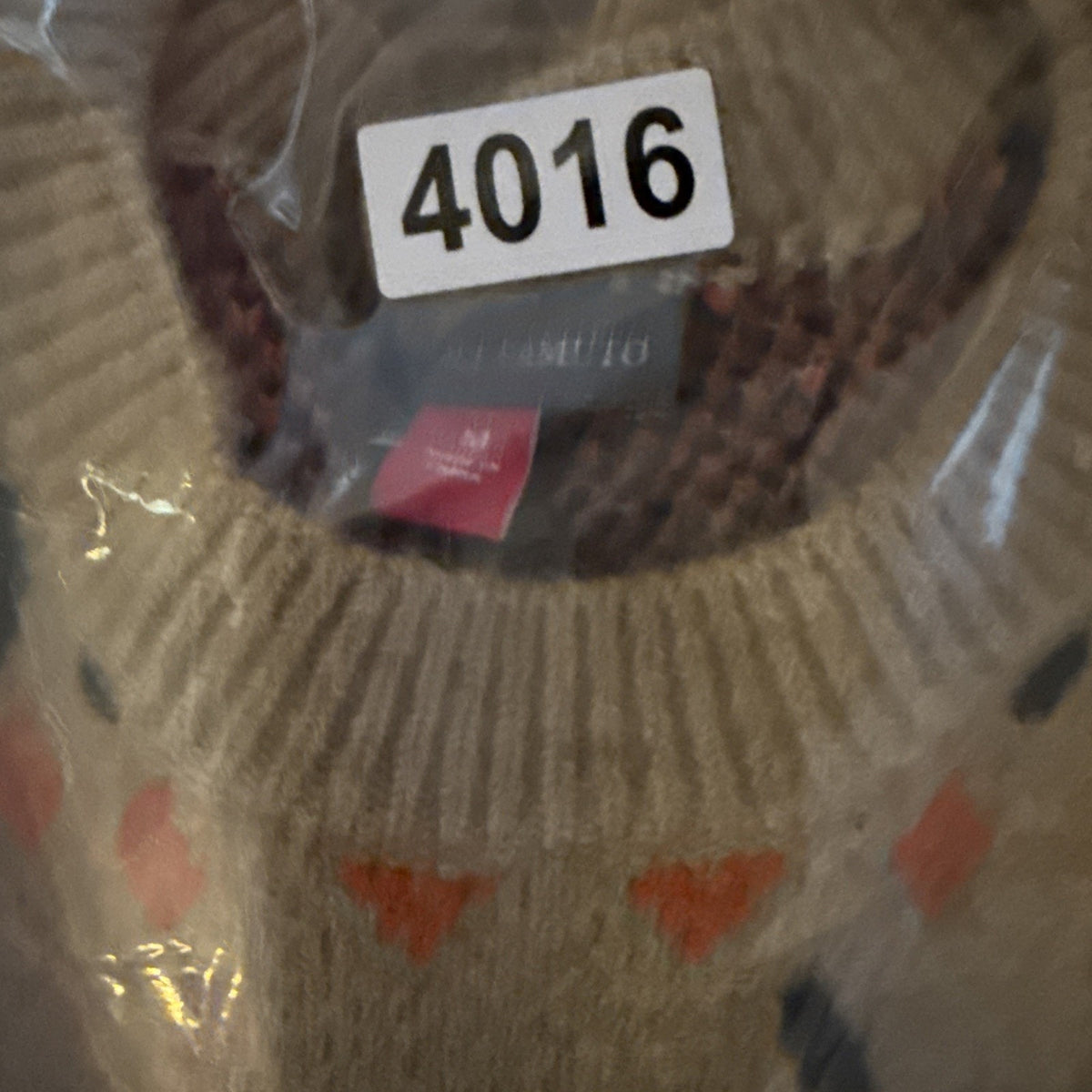 Vince Camuto Women's M Tan Knit Crew Neck Long Sleeve Halloween Cat Pumpkin NWT
