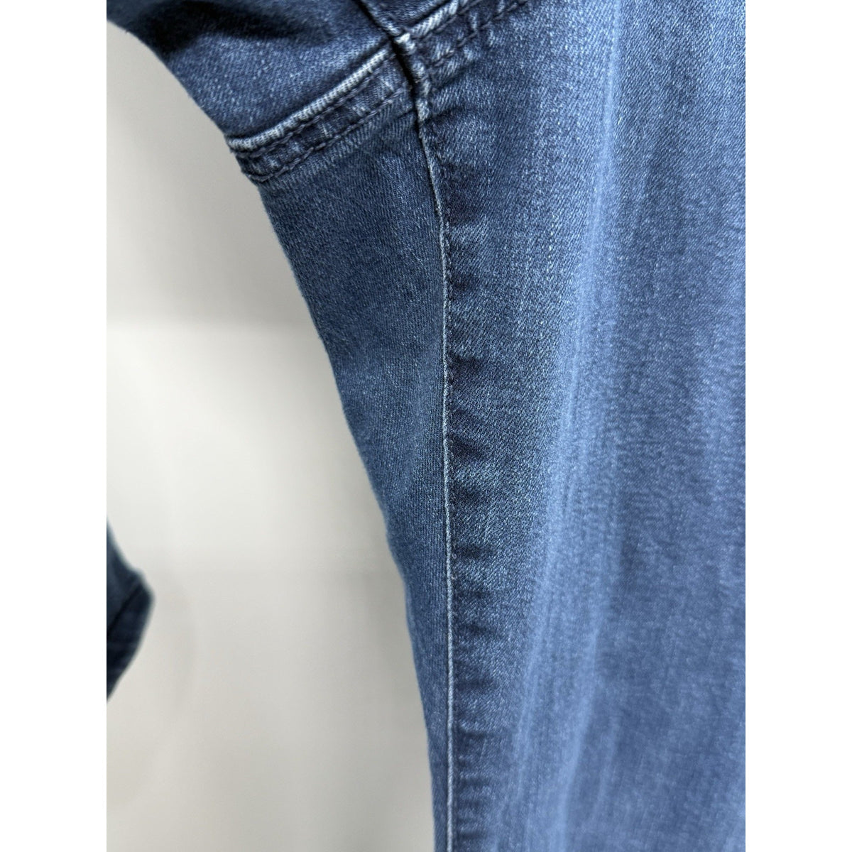 Style & Co Womens 14W Cropped Straight Leg Blue Jeans Paisley Embroidered Hem
