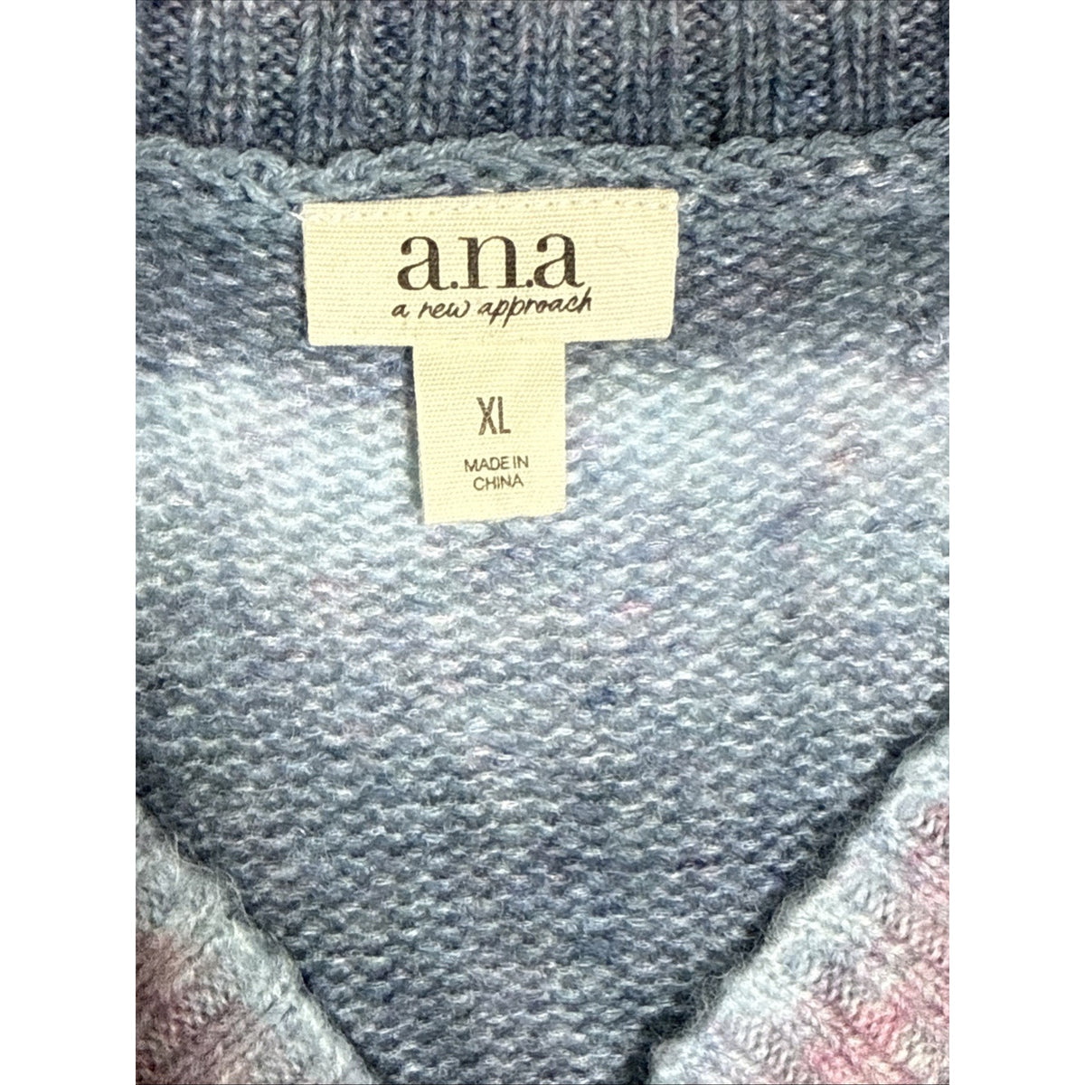 ANA A New Approach Sweater Womens XL Pink Striped Long Sleeve Pullover V-Neck