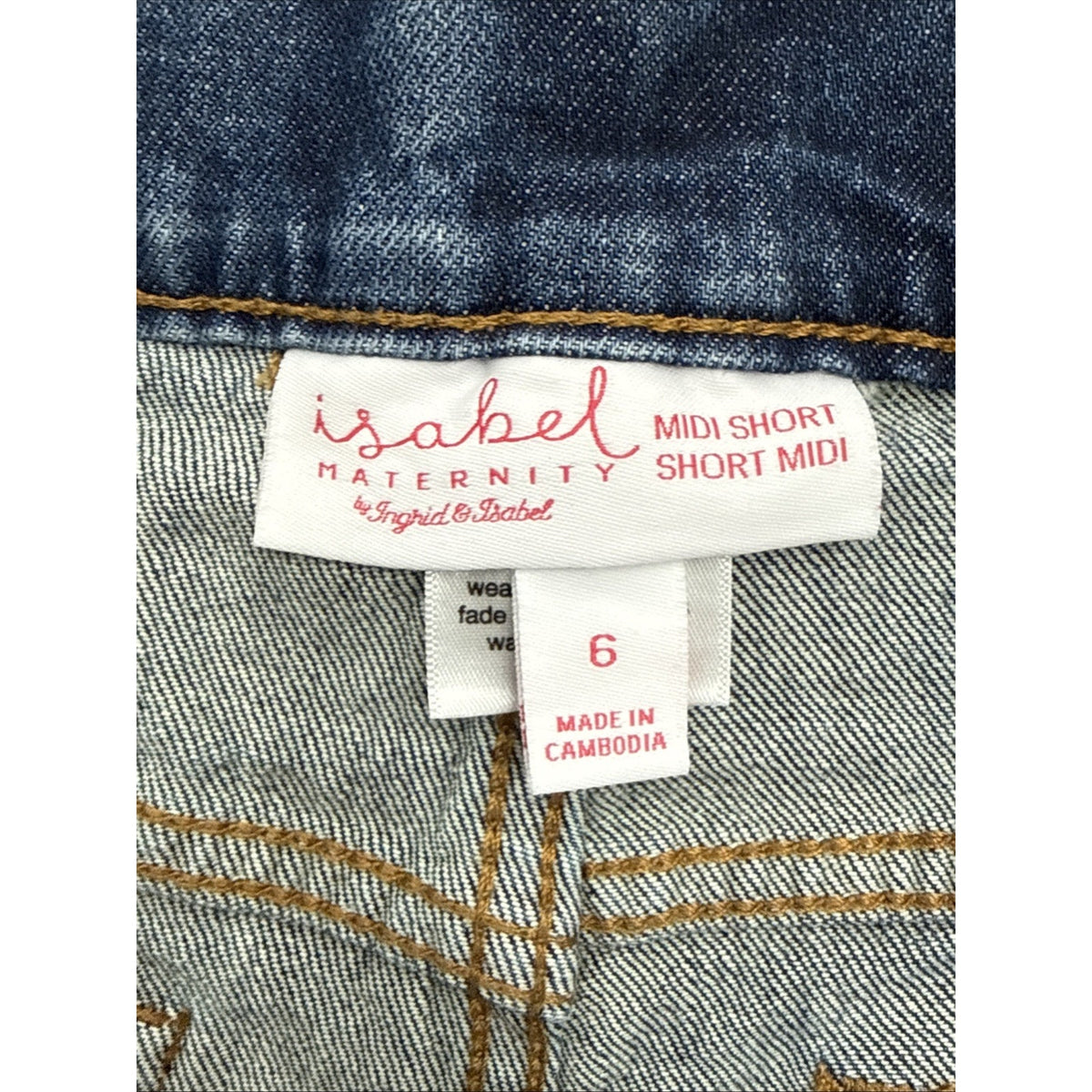 Isabel Maternity Denim Shorts Women’s Size 6 Blue Stretch BackPockets
