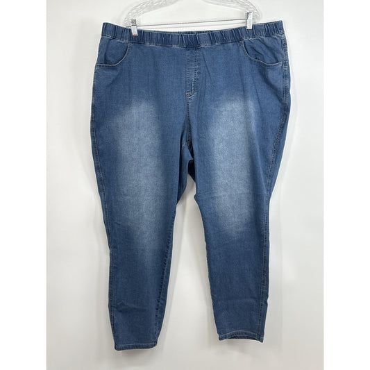 Ellos Blue Pull On Denim Jeggings Women’s Plus 30 Stretch Jeans Pockets