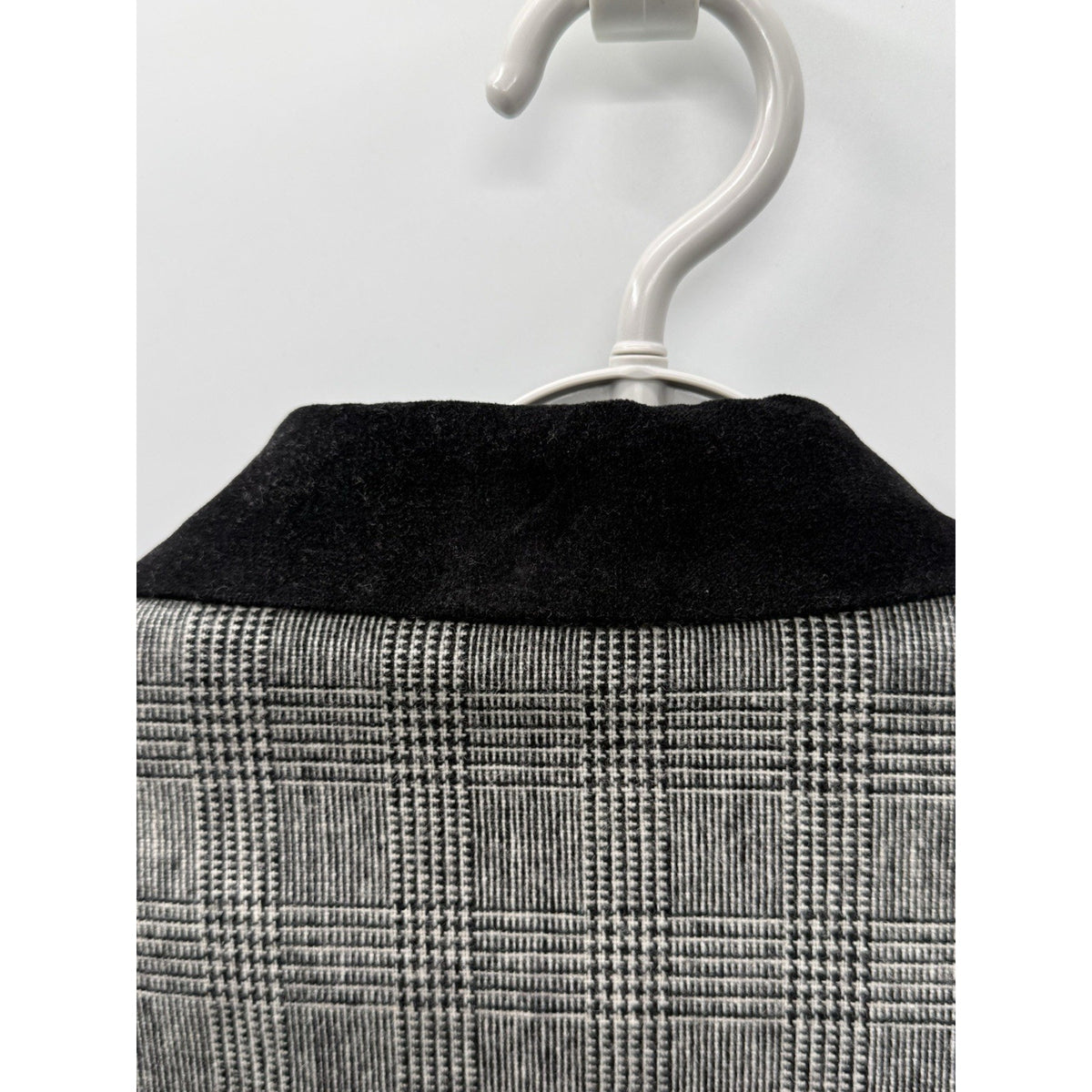 VTG Alfred Dunner 18W Glen Plaid Blazer Black Velvet Collar USA Dark Academia