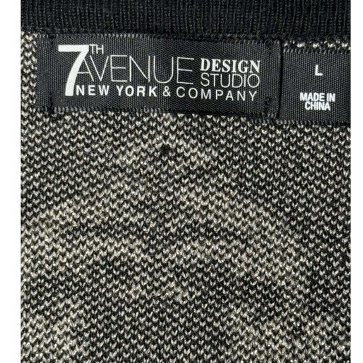 7th Avenue Design Studio Black Gold Metallic Knit Sweater L | Damask Print |