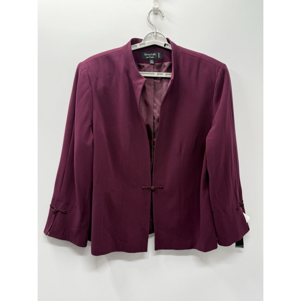 Signature By Larry Levine 22W Merlot Open Front Blazer Jacket NWT Plus Size