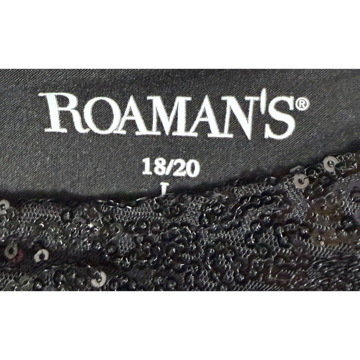 Roaman’s 18/20 L Black Sequin Colorblock Tunic Top Plus Size Party Evening