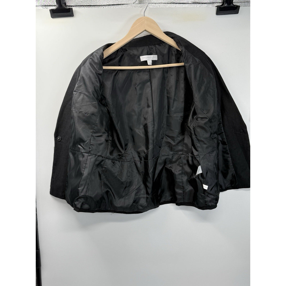 New York & Company Black One Snap Blazer Jacket Size 12 Classic