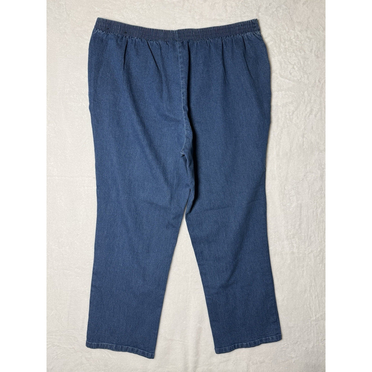 Alfred Dunner Womens 18 Pull On Denim Jeans Blue Elastic Waist Straight Leg
