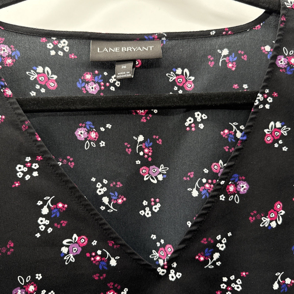 LANE BRYANT Blouse Plus Size 26 Black Floral Fairy Boho Y2K Romantic Whimsy