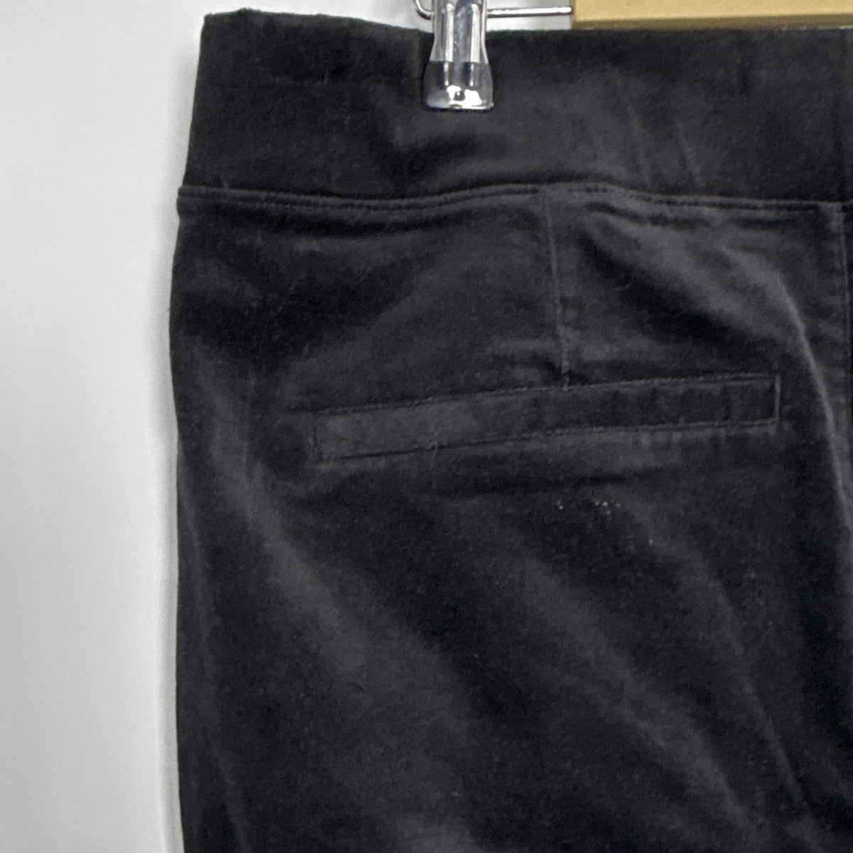 d&co. Women’s Size L Black Velour Pull On Pants Pockets Straight Leg High Rise