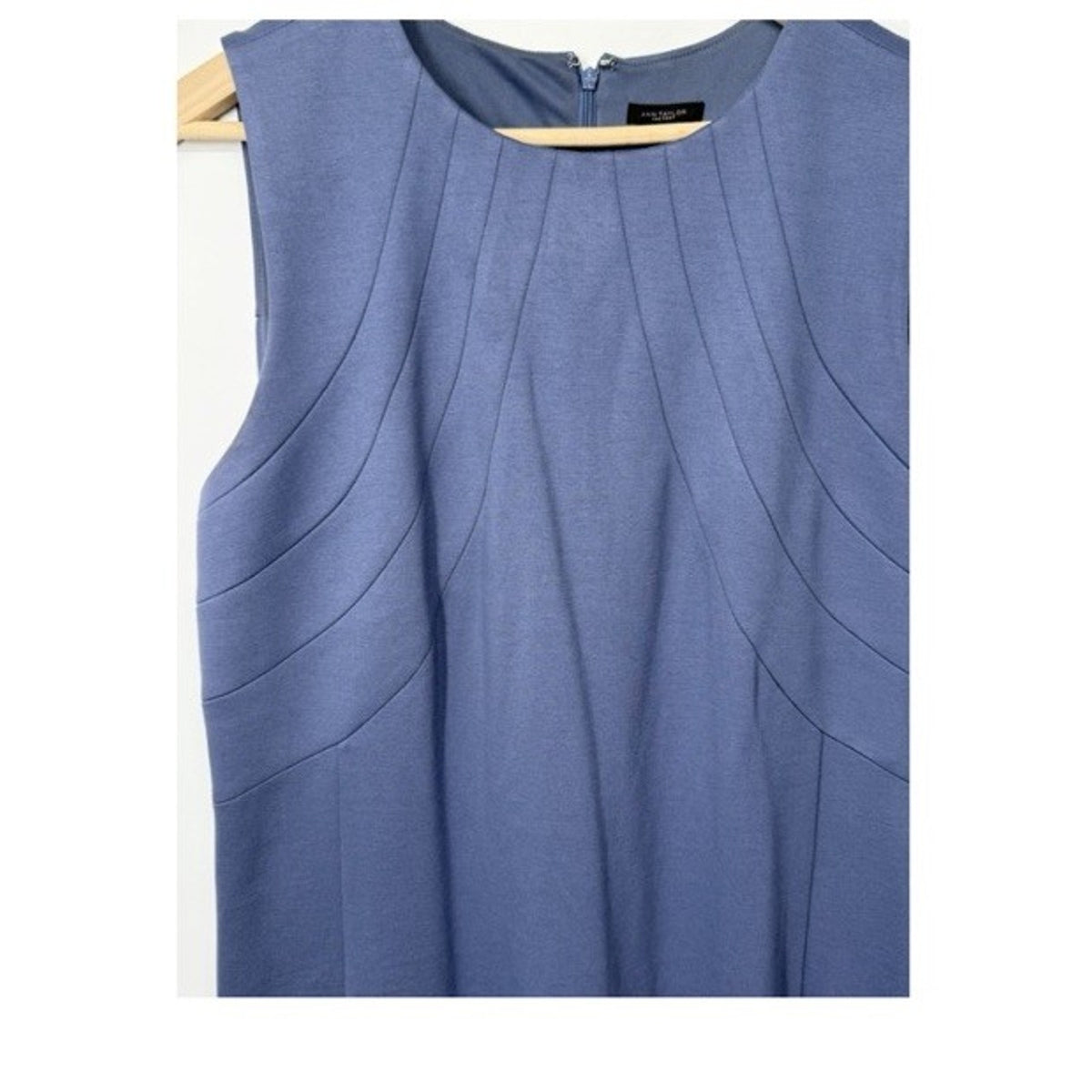 Ann Taylor Factory Sheath Dress Size 14 Blue Sleeveless Lined Back Slit Career