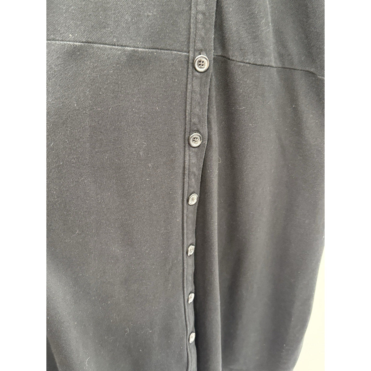 American Living Black Shirt Dress Belted Button Front Roll Tab Sleeve Medium