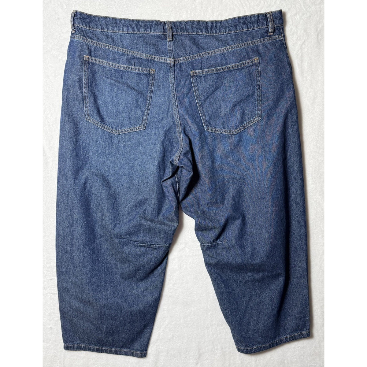 Divided H&M Womens Size 20 Wide Baggy Leg Crop Jeans Blue High Rise Denim