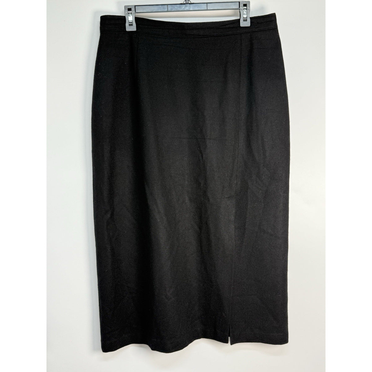 Sag Harbor 18 Black Pure Wool Lined Midi Skirt Back Vent Classic Vintage