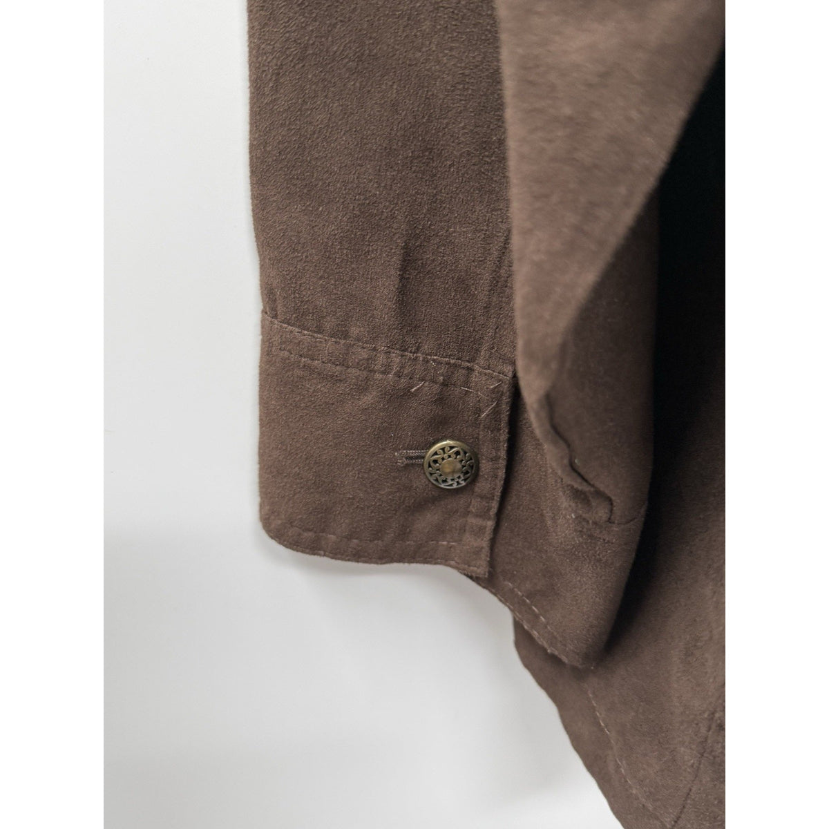 Croft & Barrow Brown Faux Suede Jacket Womens 1X Button Front Utility Shirt