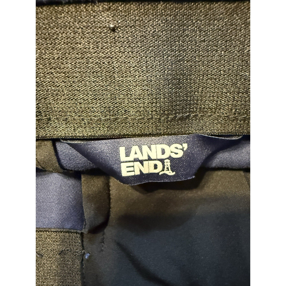Lands’ End Women Size 12P High Rise Navy Ankle Pants Pintuck Stretch Pockets