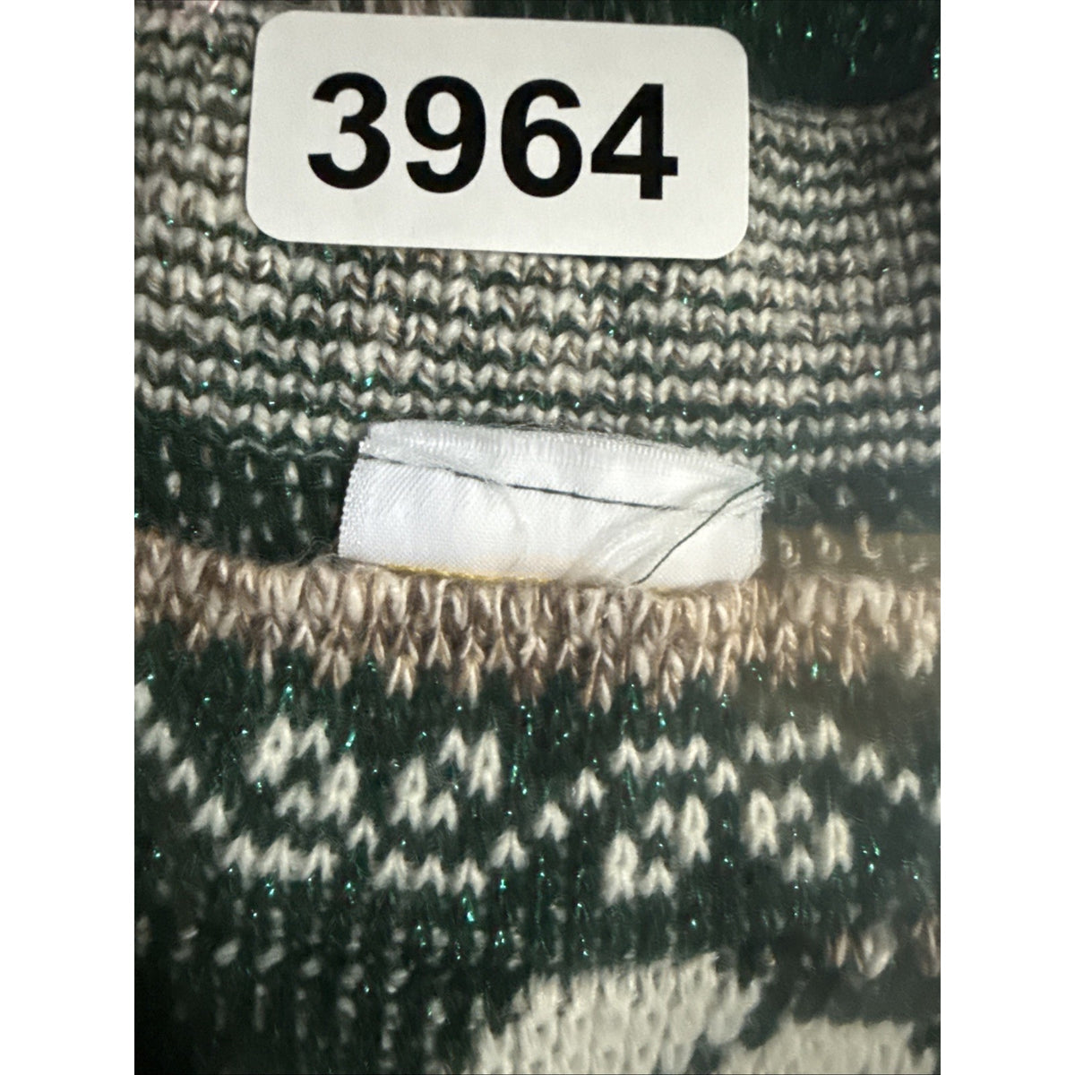 Vintage Holiday Time Sweater Womens L Green Lurex Metallic Floral Made USA
