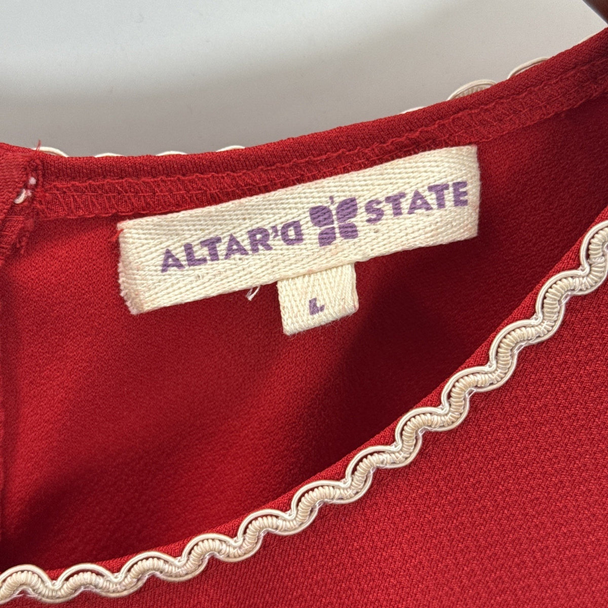 Altar’d State sleeveless red Dress ric rac trim detail Women Sz Large