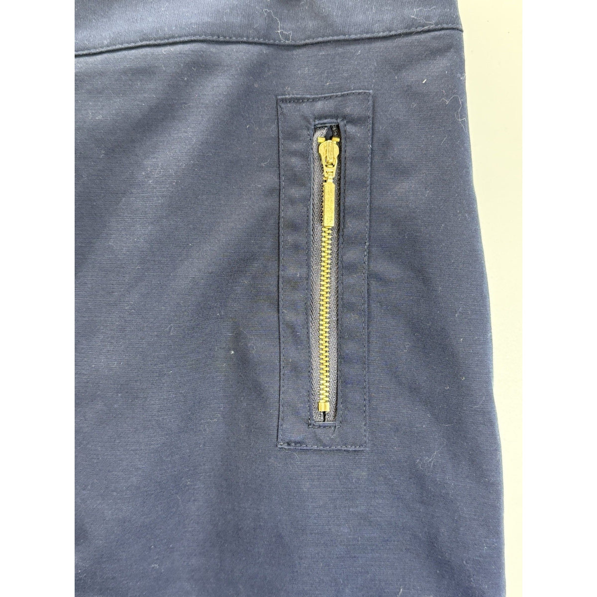 Rafaella Navy Blue Pencil Skirt Gold Zip Accent Stretch Career Size 12