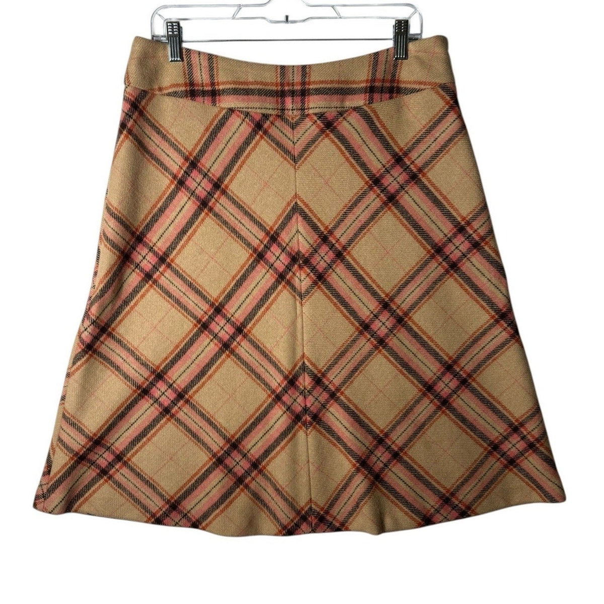 Liz Claiborne Plaid Wool Blend Skirt Size 10 – Camel Pink Checkered A-Line