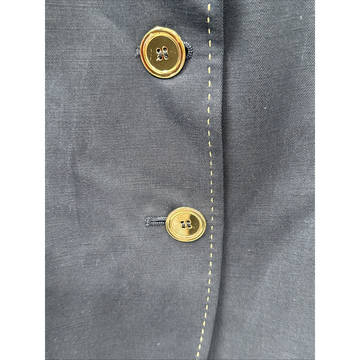 Talbots Blazer Womens 14 Navy Cotton Linen Lined Jacket Contrast Stitch